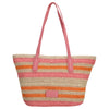 Seidenfelt Savonlinna - Shopper 47 cm (natural straw with pink & orange stripes)